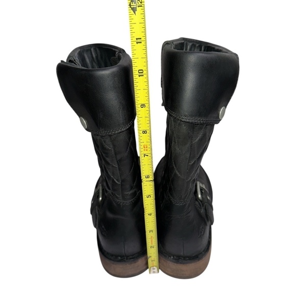 Ugg | Conor Quilted Oiled Leather Mid-Calf Moto Boots | Black | Size 9.5 - Picture 4 of 7